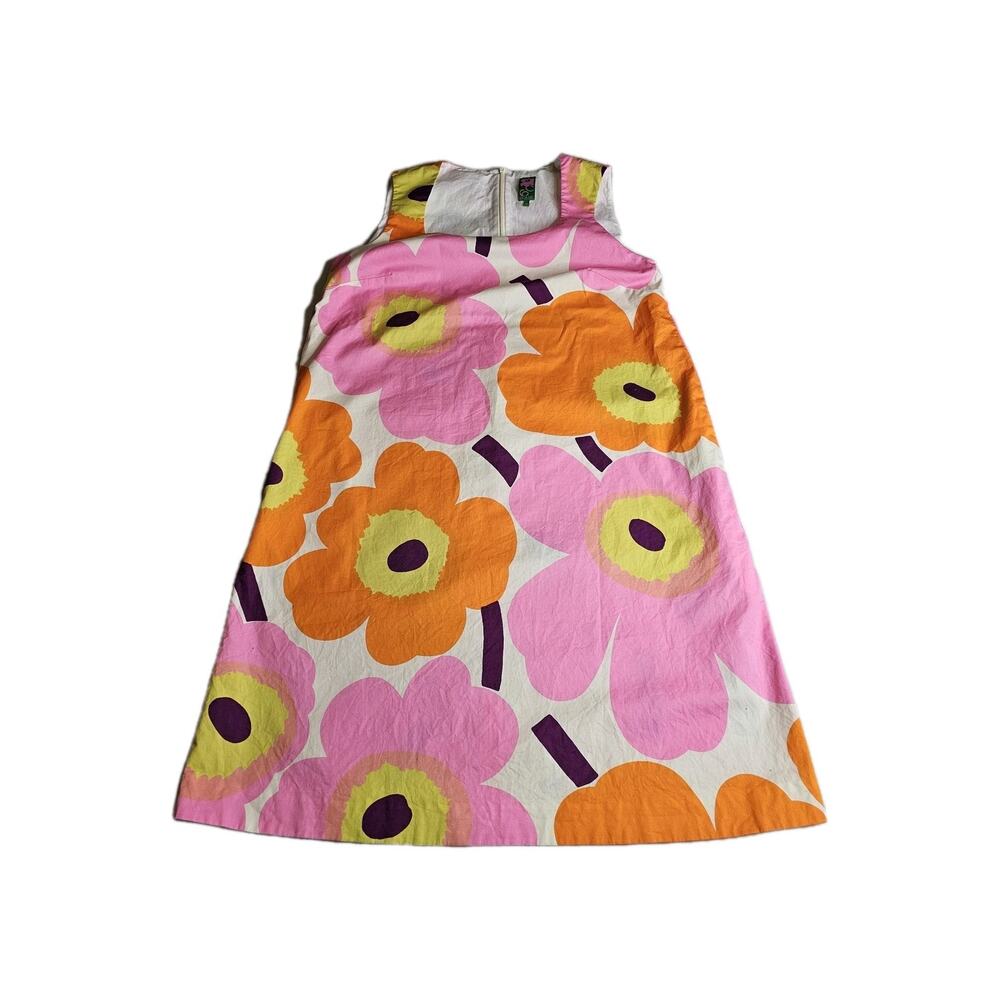 retro Marimekko x Anthropologie Kestit Unikko cotton poplin dress sz 10 Festival - Picture 2 of 10